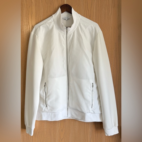Reiss | Men’s XXL | White Quilted Whitley Bomber Jacket Funnel Neck Hybrid EUC - Picture 1 of 11